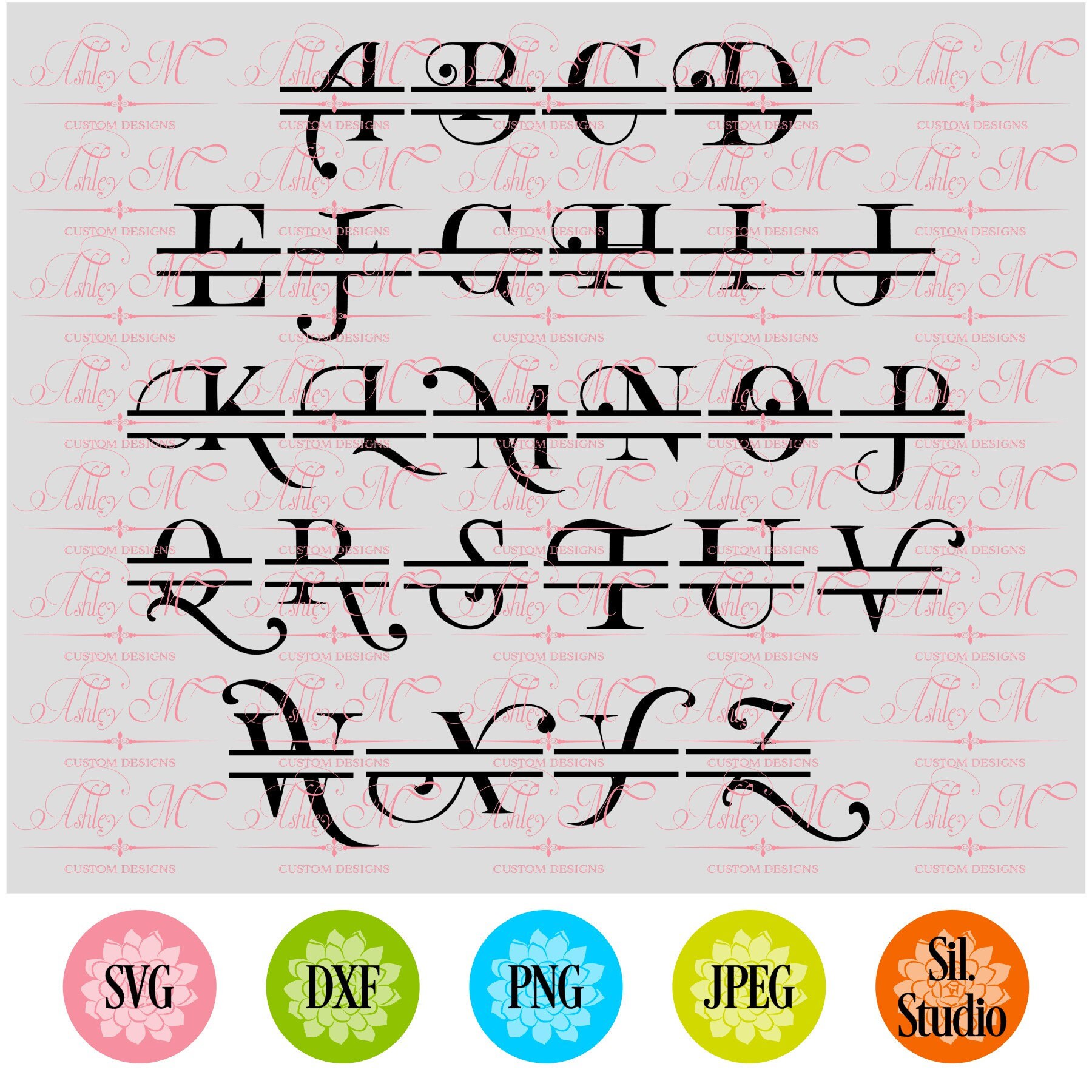 Split Alphabet Monogram SVG Style Mlscript - Wedding Gift Monogram ...