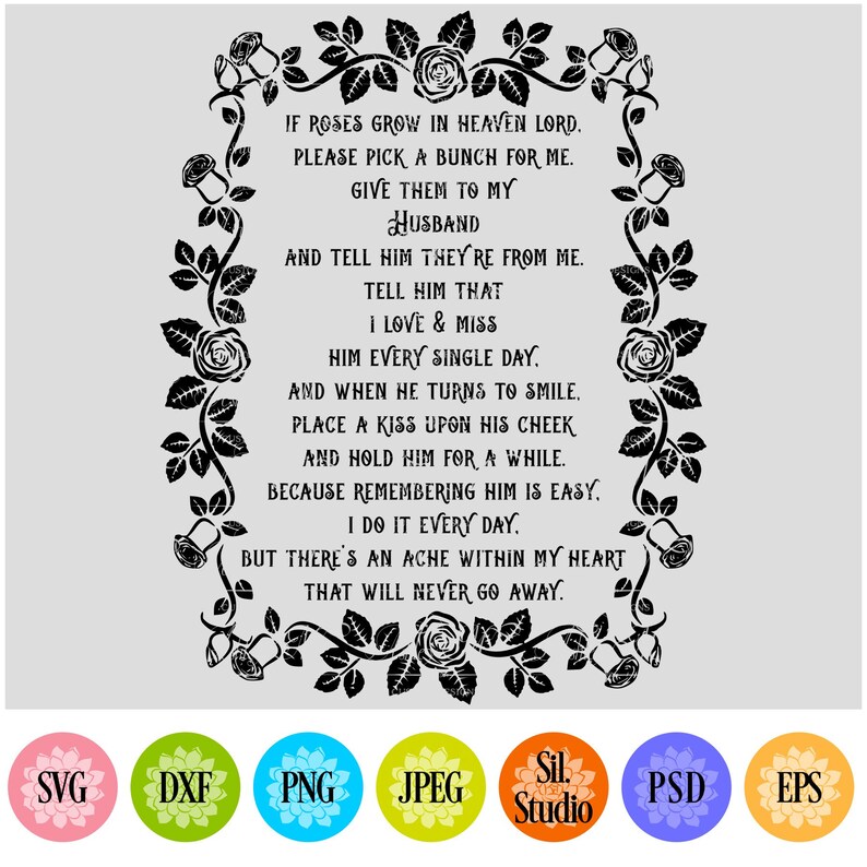 Roses in Heaven Fathers Day Poem Christian Svg Scripture Etsy Canada