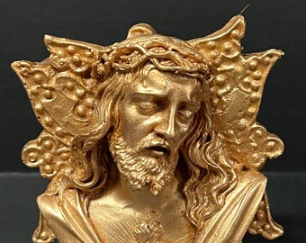 Auténtica escultura filipina de Jesucristo, icono religioso pintado en oro y ceniza del volcán Pinatubo y Taal, decoración n.° G23