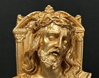 Auténtica escultura filipina de icono religioso de Jesucristo, pintada en oro y ceniza del volcán Pinatubo y Taal, decoración n.° G22