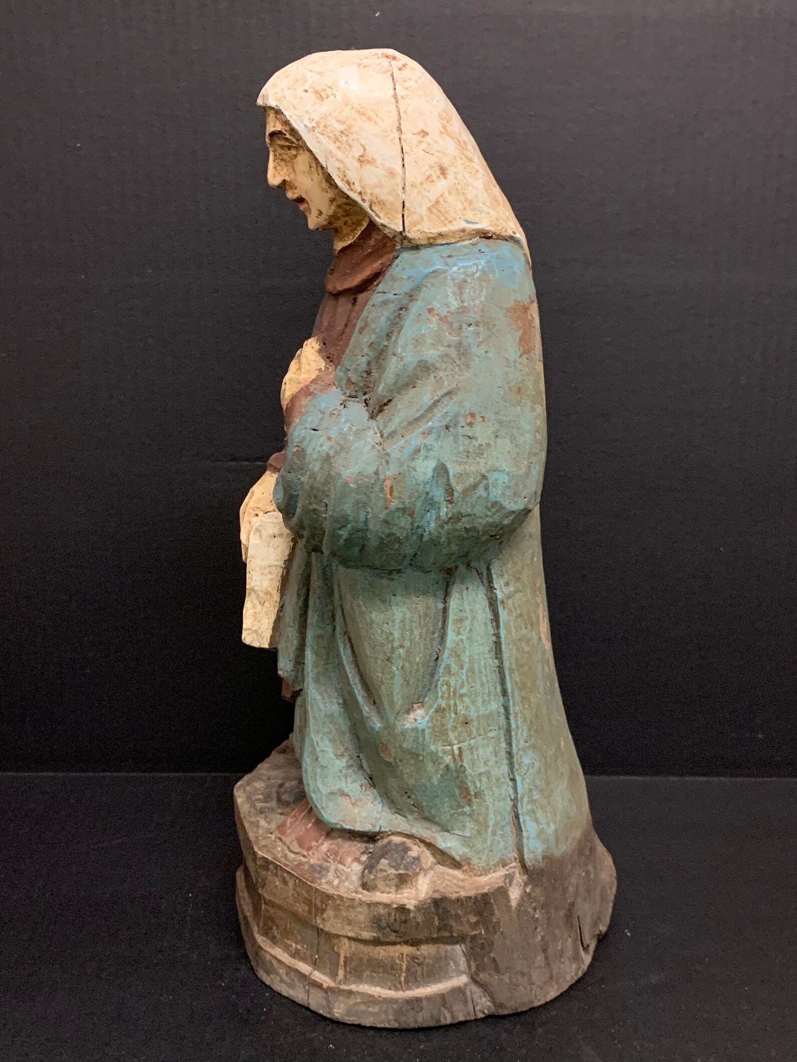 Carved Wood Religious Saint Anne Statue Etsy
