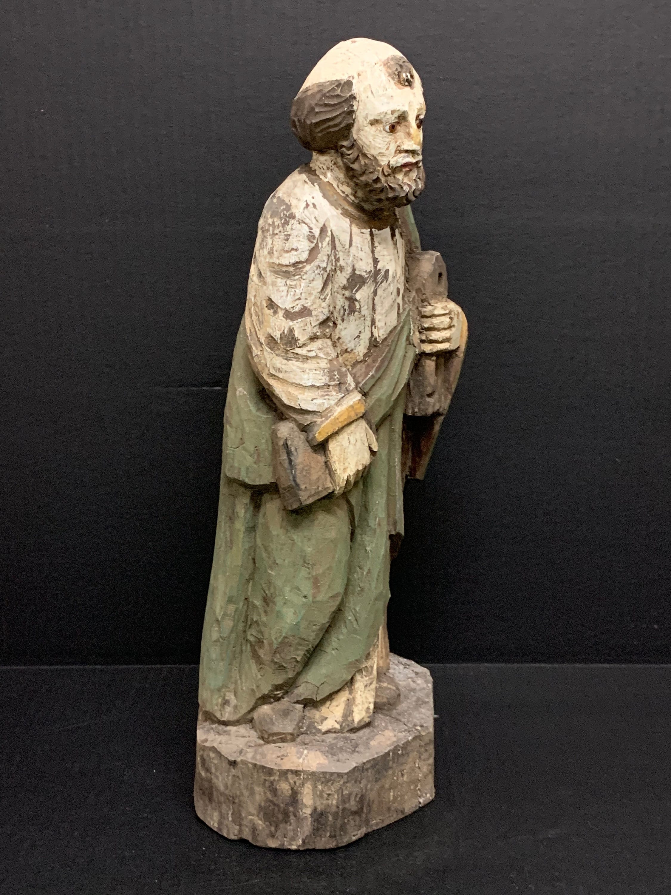 Carved Wood Religious Saint Peter Statue Etsy