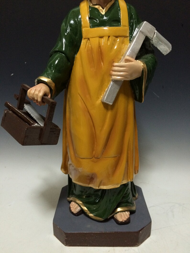 Carved Wood Religious Saint Joseph the Carpenter Statue Etsy
