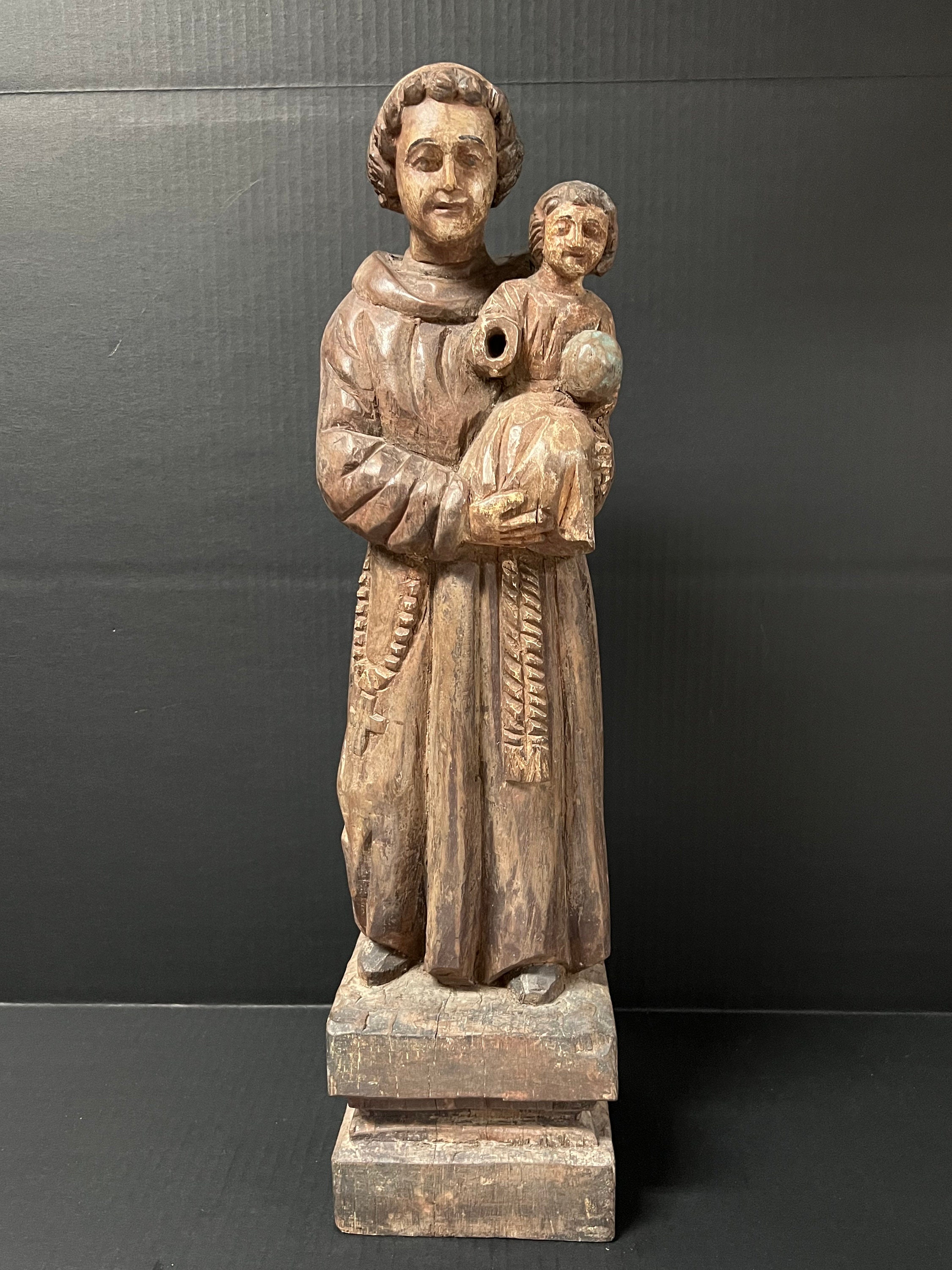 Carved Wood Religious Blessed Saint Anthony Sculpture - Etsy