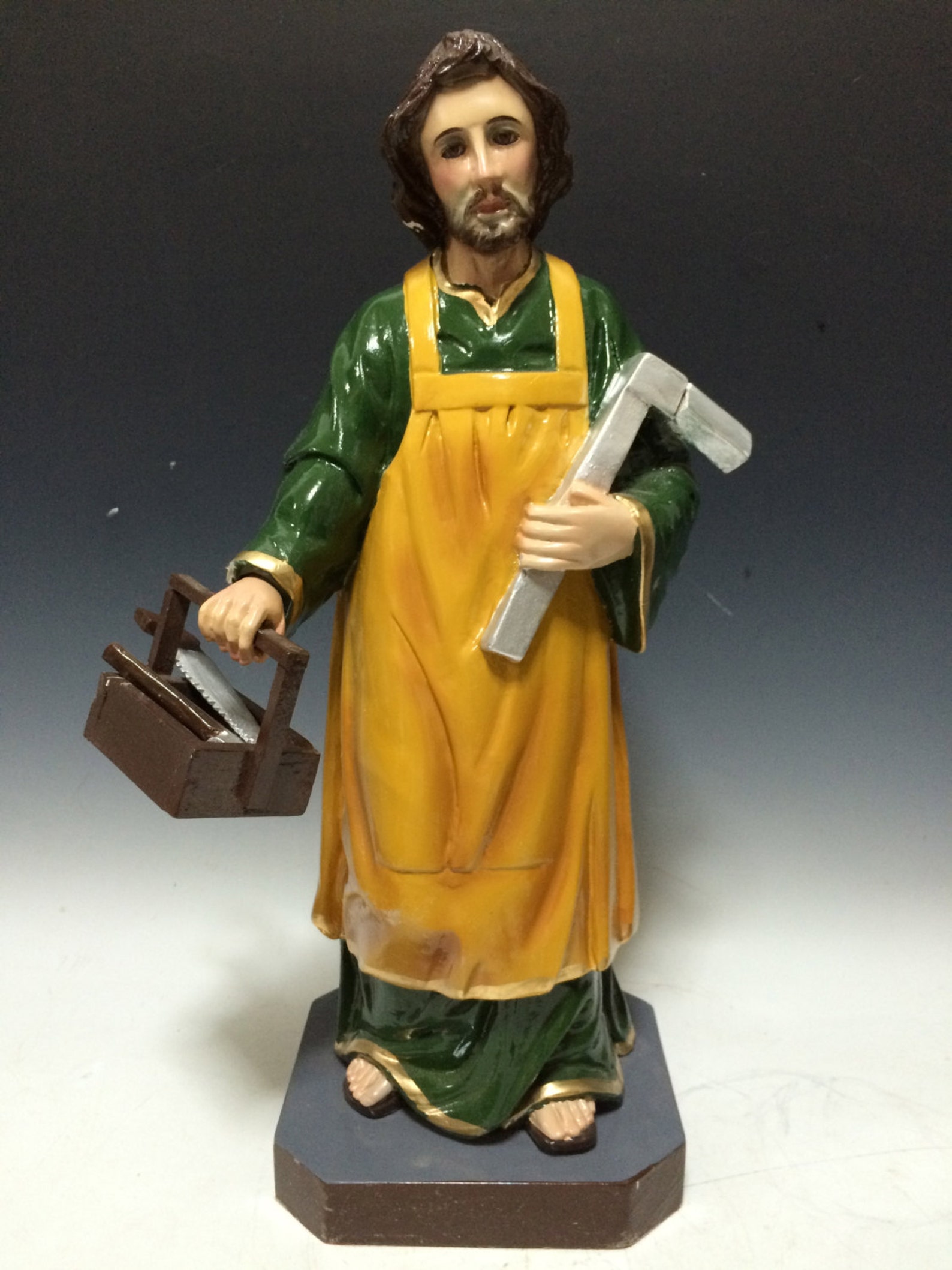 Carved Wood Religious Saint Joseph the Carpenter Statue Etsy
