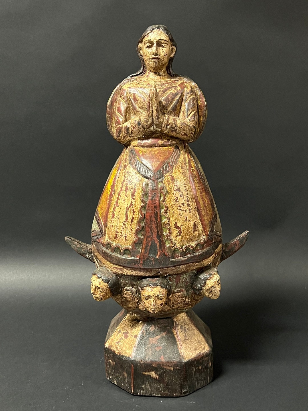 Carved Wood Religious Blessed Virgin Mary Statue M136 - Etsy