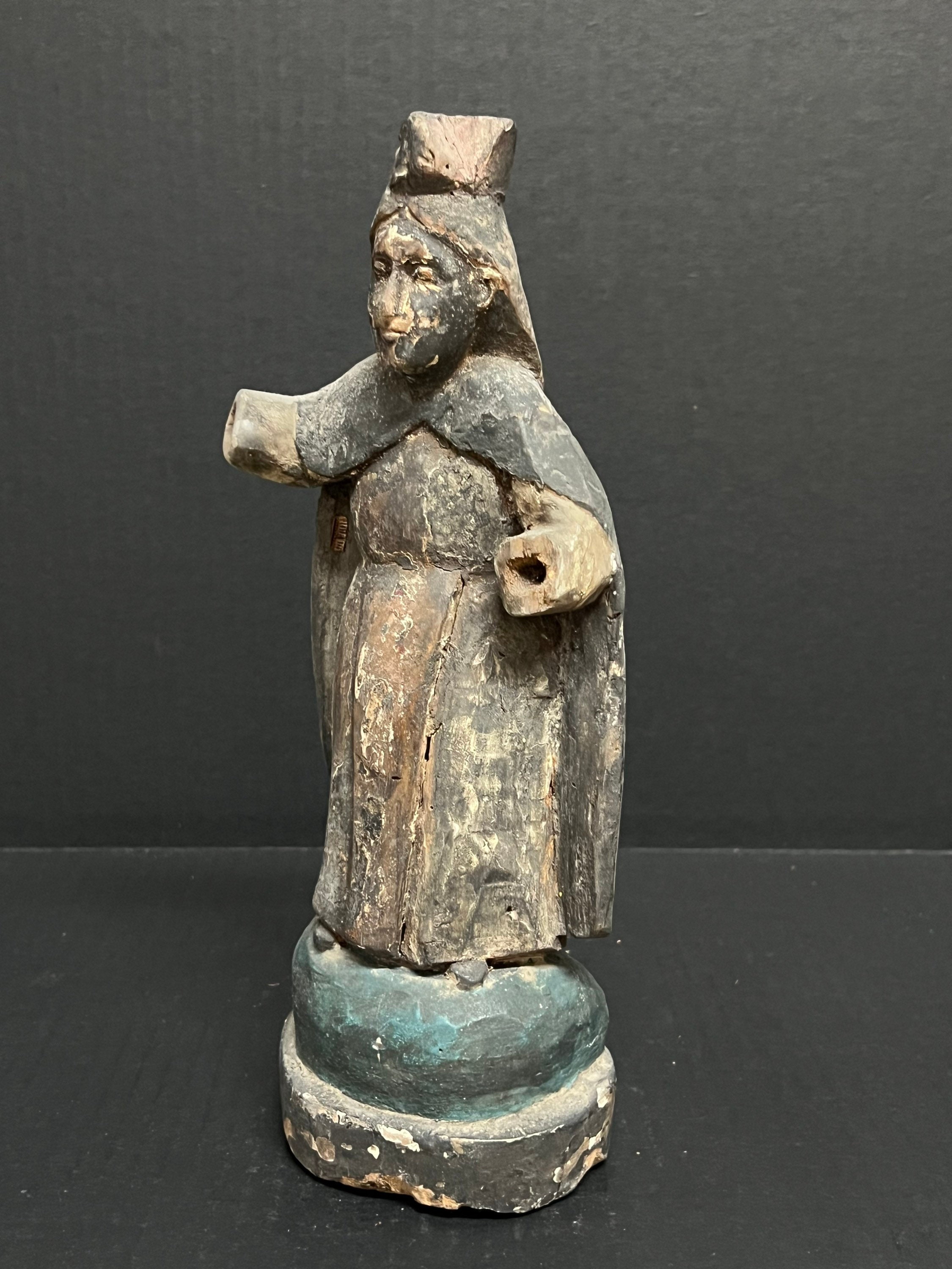 Early 19th Century Carved Wood Religious Saint/santo Polychrome ...