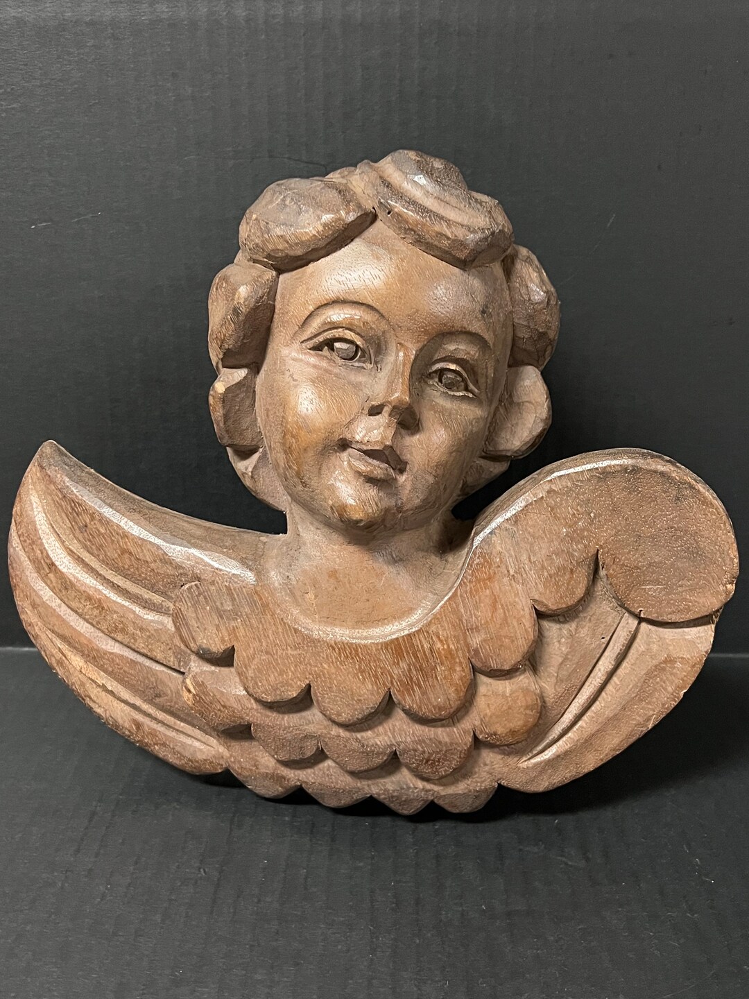 Carved Wood Religious Cherub Head Sculpture C17 Etsy