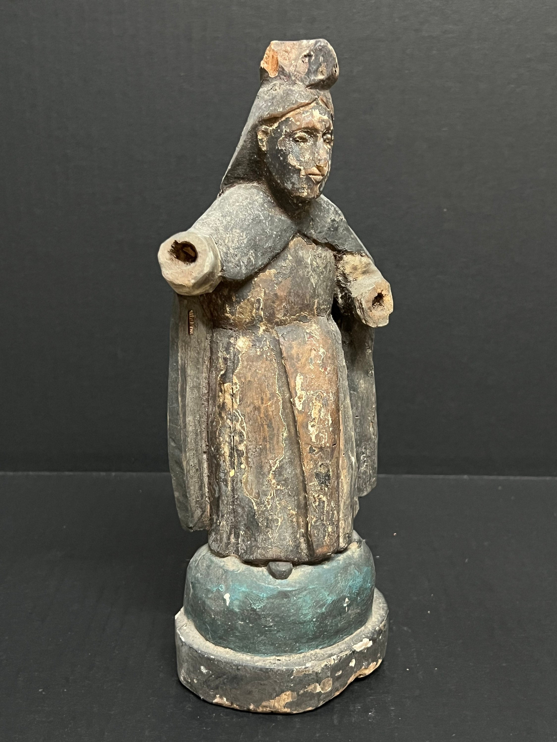 Early 19th Century Carved Wood Religious Saint/santo Polychrome ...