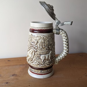 Vintage Avon Old Country Rodeo Beer Stein / Vintage Western Theme Cowboy and Horses Beer Stein / Collectible American West Handmade Pottery