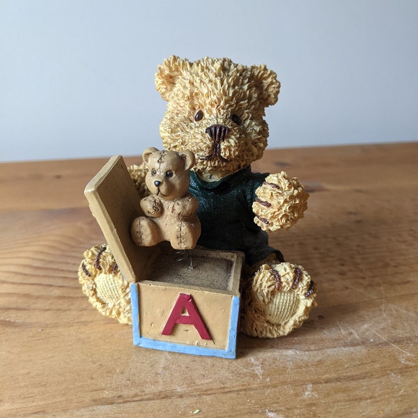 Boyd's Bears Resin Discontinued Collectible Ceramic Figurine / Jack In the Box Playful Teddy Bear / Boyds Bear Collectible Rare Find