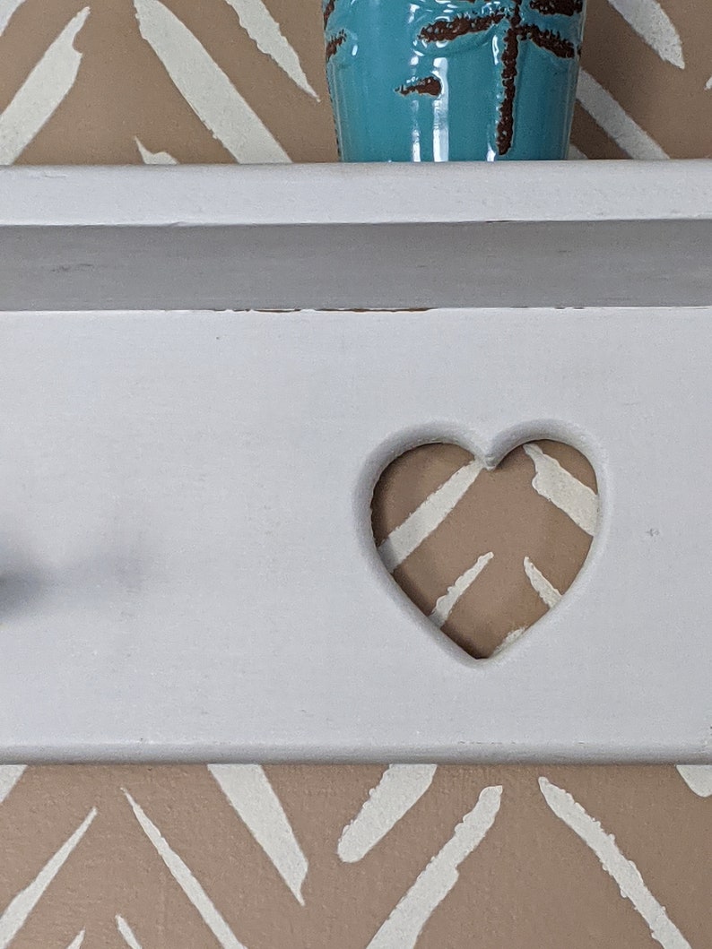 Shabby Chic White Heart Cut Shelf With Pegs / 32 Length Etsy