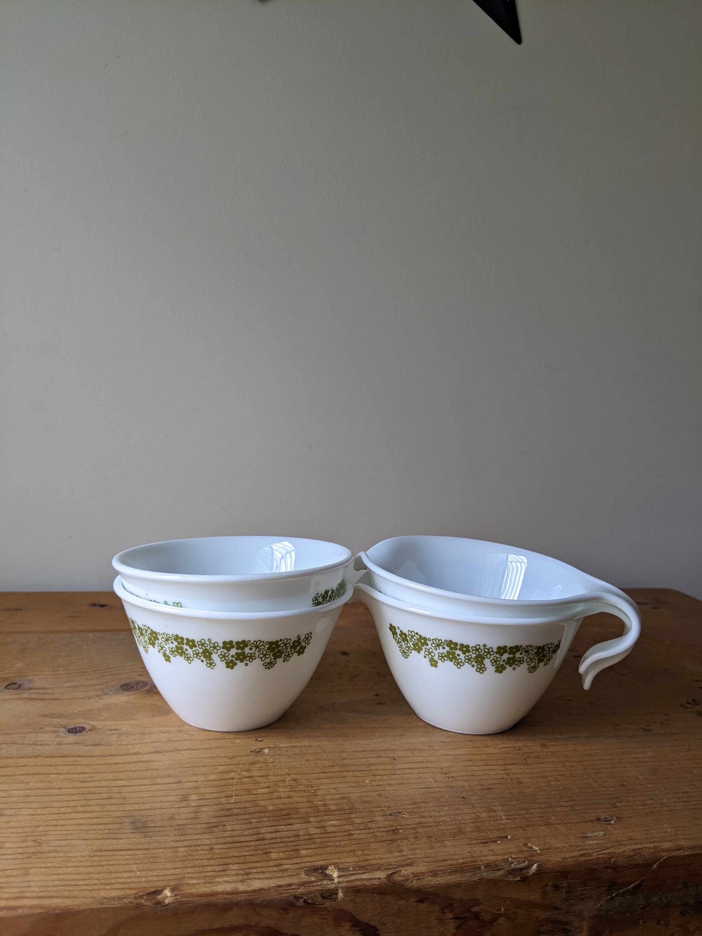 Vintage Corelle Spring Blossom Collection Creamer Sugar Cups / Corelle