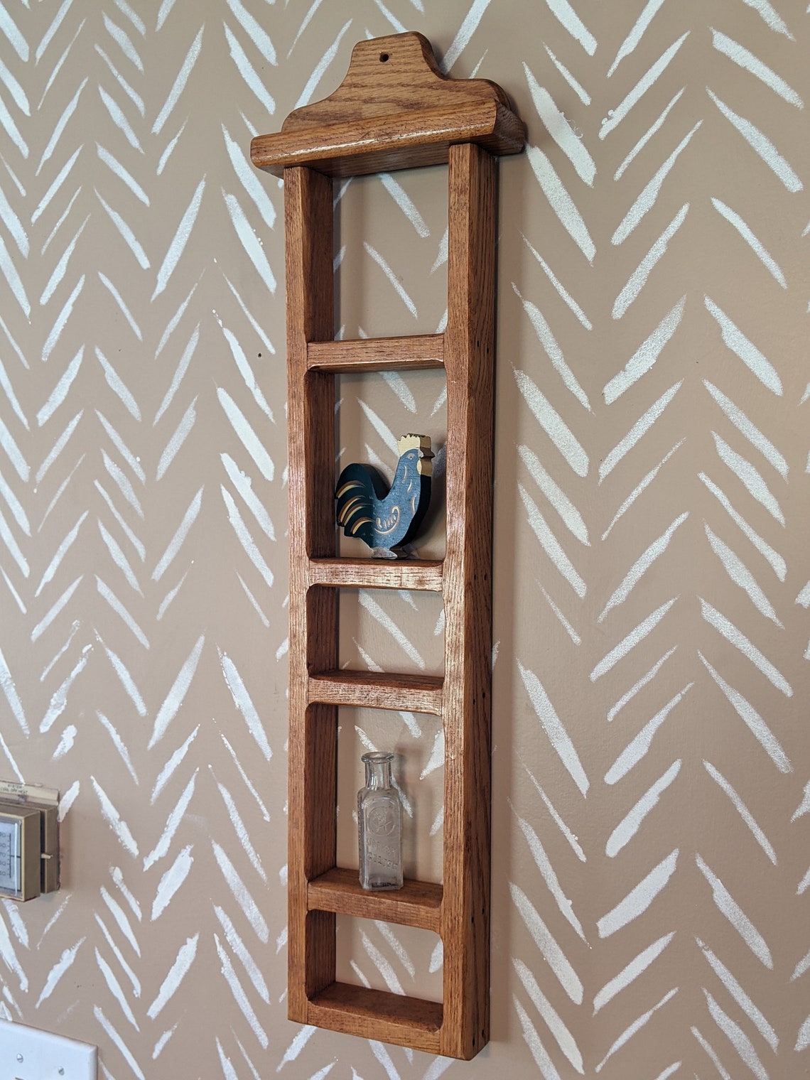 Oak Wood Hanging Ladder Shelf / Farmhouse Ladder Shelf Etsy