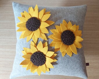 Sunflower cushion cover in OATMEAL by Isolyn