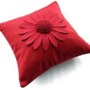 Daisy Cushion Cover LIGHT GREY by Isolyn. A lovely addition to an interior. Mother's Day, Birthday, leaving gift Dark Red