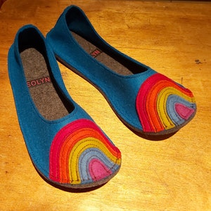 Ladies RAINBOW Ballerina Slippers - blue- by Isolyn - ultimate comfort in your own home