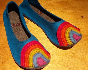 Ladies RAINBOW Ballerina Slippers - blue- by Isolyn - ultimate comfort in your own home