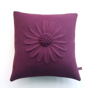 Daisy Cushion Cover LIGHT GREY by Isolyn. A lovely addition to an interior. Mother's Day, Birthday, leaving gift Plum