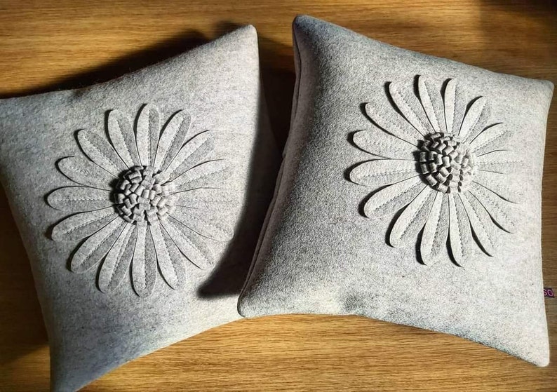 Daisy Cushion Cover LIGHT GREY by Isolyn. A lovely addition to an interior. Mother's Day, Birthday, leaving gift Light Grey