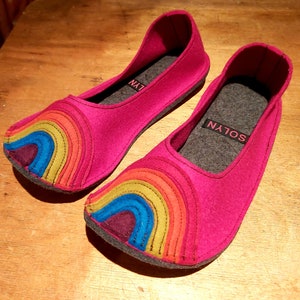 Ladies RAINBOW Ballerina Slippers - fuchsia - by Isolyn - ultimate comfort in your own home