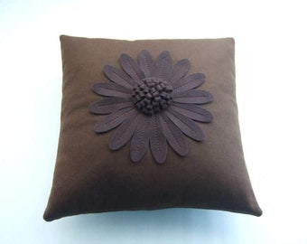 Daisy Cushion Cover BROWN by Isolyn. A lovely addition to an interior. Mother's Day, Birthday, leaving gift