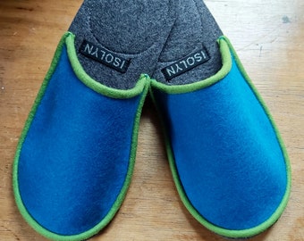 Isolyn's Men's Slippers Petrol Blue/Green - very comfy with toe wriggling room / A fantastic Father's day gift