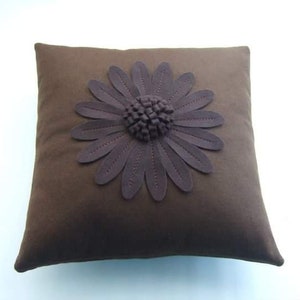 Daisy Cushion Cover LIGHT GREY by Isolyn. A lovely addition to an interior. Mother's Day, Birthday, leaving gift Brown