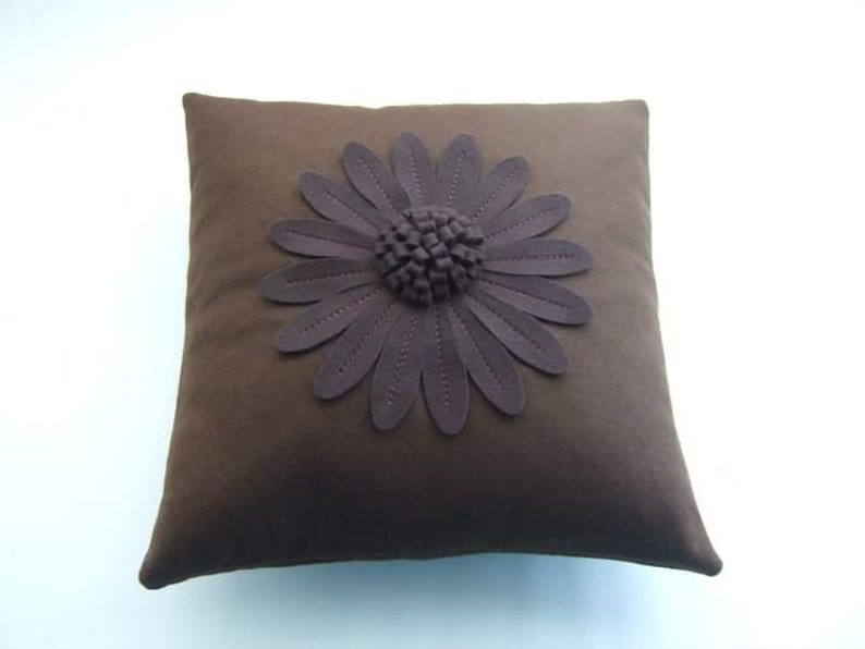 Daisy Cushion Cover LIGHT GREY by Isolyn. A lovely addition to an interior. Mother's Day, Birthday, leaving gift Brown