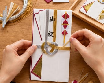 Japanese Celebration Money Envelope Mizuhiki Shugi Bukuro Silver Gold Washi Envelope