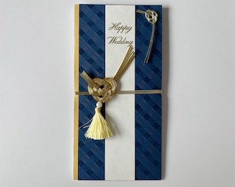 Japanese Celebration Money Envelope Mizuhiki Tassel Shugi Bukuro Navy Washi Envelope