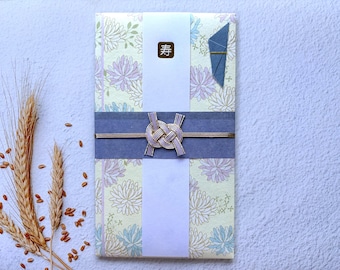 Japanskt Mizuhiki-pengakuvert, elegant blommigt bröllopskuvert handgjort Noshi Bukuro, japanskt festkuvert
