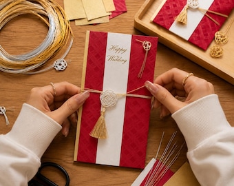 Japanese Wedding Money Envelope Mizuhiki Tassel Shugi Bukuro Red Washi Gift Envelope