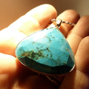 TURQUOISE PENDANT 925 Silver handmade NEPALESE mounted on one piece