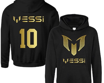 Kids Boys Girls #10 Messi Hoodie Footballer Soccer Gold Print Hoody Christmas Birthday gift.