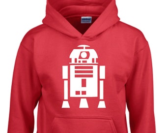 R2d2 silhouette kids childrens hoody hoodie star trooper storm wars top Kids Childrens unisex Funny Top Gift. Made to order