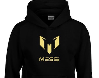 Kids Boys Girls #10 Messi Hoodie Footballer Soccer Gold Print Hoody Christmas Birthday gift.