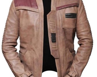 Finn Star Wars Poe Dameron John Boyega Genuine Cow hide Leather Waxed Jacket