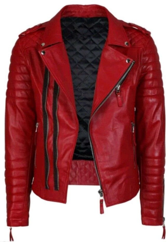 leather jacket red inside