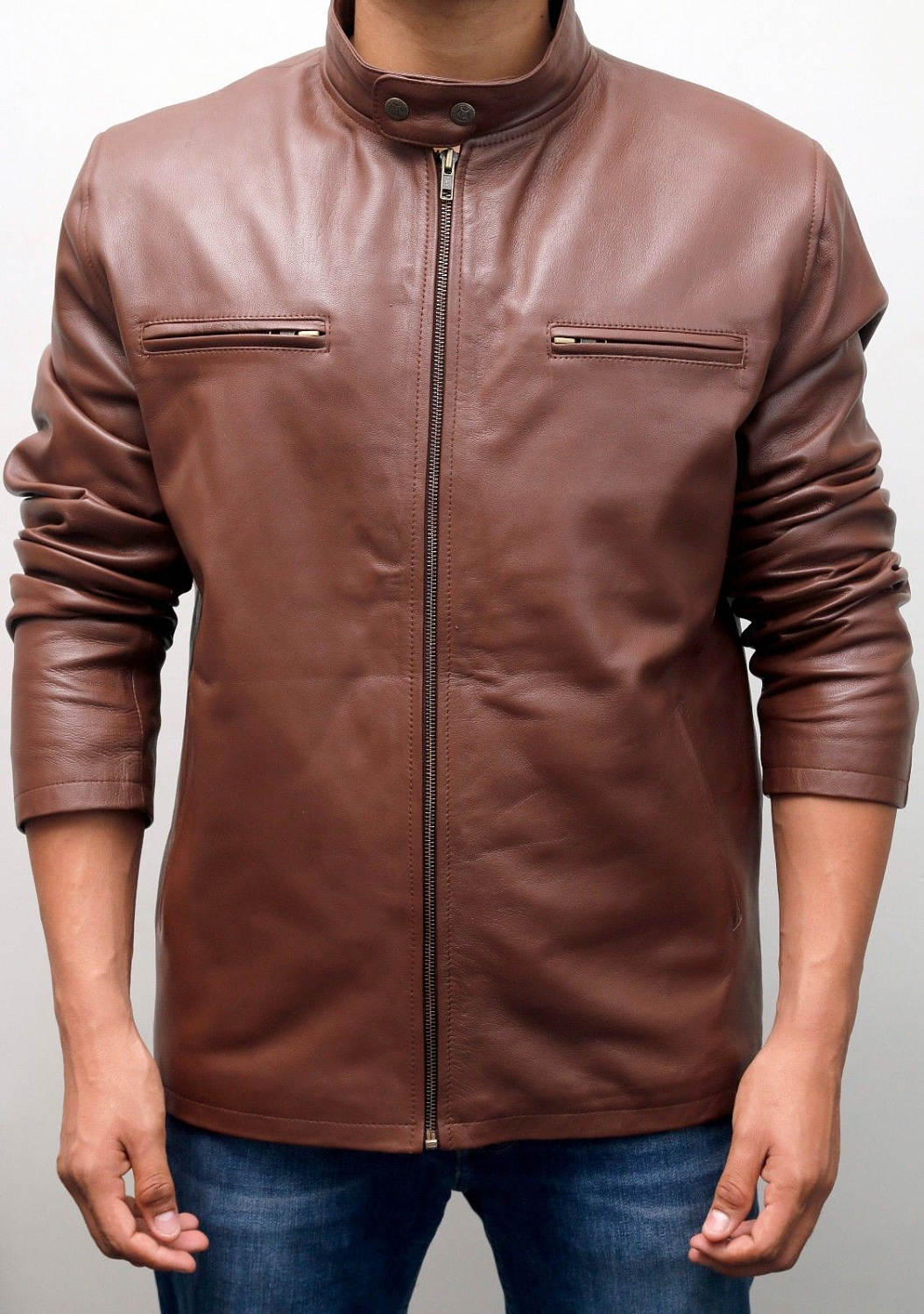 Image of Mark Wahlberg Daddys Contraband Slim Fit Tan Brown Mens Real Leather Jacket