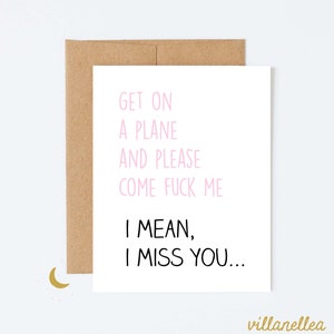Naughty Long Distance Card, Online Dating Card, Dirty Long Distance Card, Sex Card for Boyfriend, Miss you, Get on a plane
