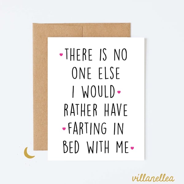 Funny Valentines Day Card for Him, Funny Love Card For Boyfriend, Funny Anniversary Card, fart in bed