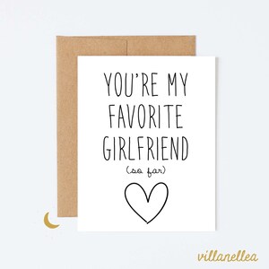 Cartão engraçado para namorada, cartão engraçado de aniversário, cartão para namorada, cartão de amor sarcástico para namorada, minha namorada favorita até agora