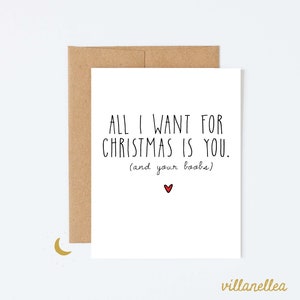 Alles, was ich für Weihnachten will, bist du, schmutzige Weihnachtskarte, Freundin-Urlaubskarte, lustige Feiertagskarte für sie, Boobs-Weihnachtskarte