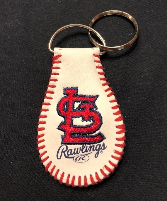 St Louis Cardinals Color Leather Baseball Keychain [New] MLB Key Chain  Jewelry