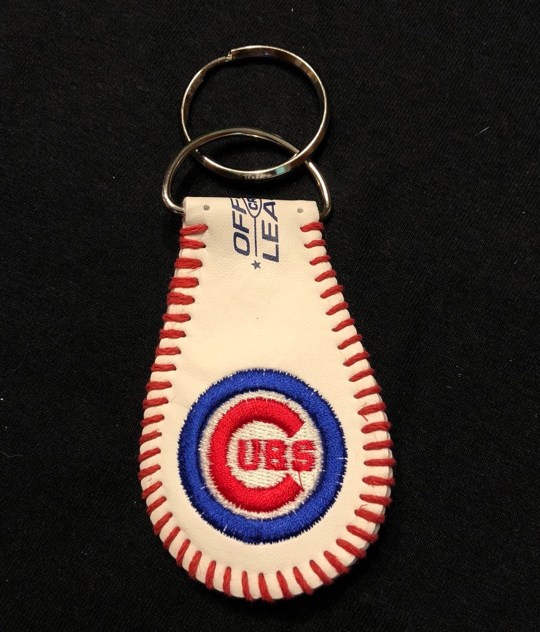 Chicago Cubs Leather Baseball Keychain Etsy