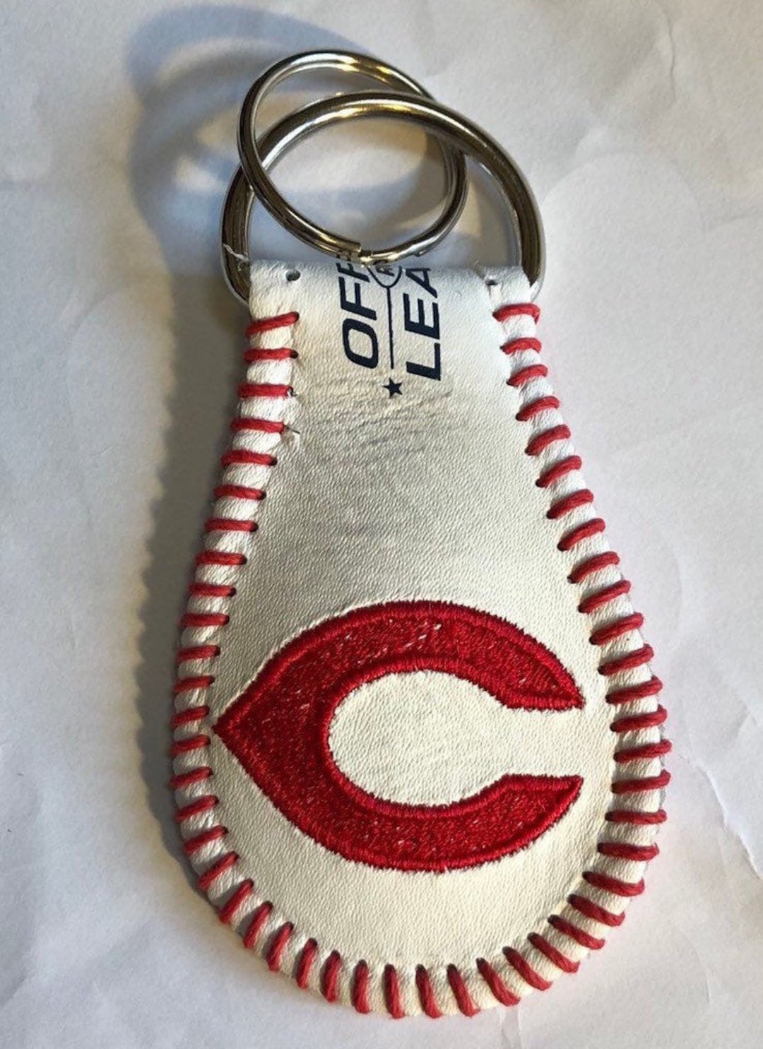 Cincinnati Reds Leather Baseball Keychain Etsy