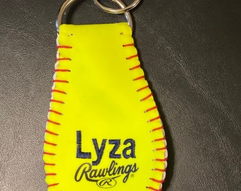 Custom Leather Softball Keychain