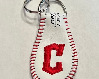 Cleveland leather Baseball Keychain