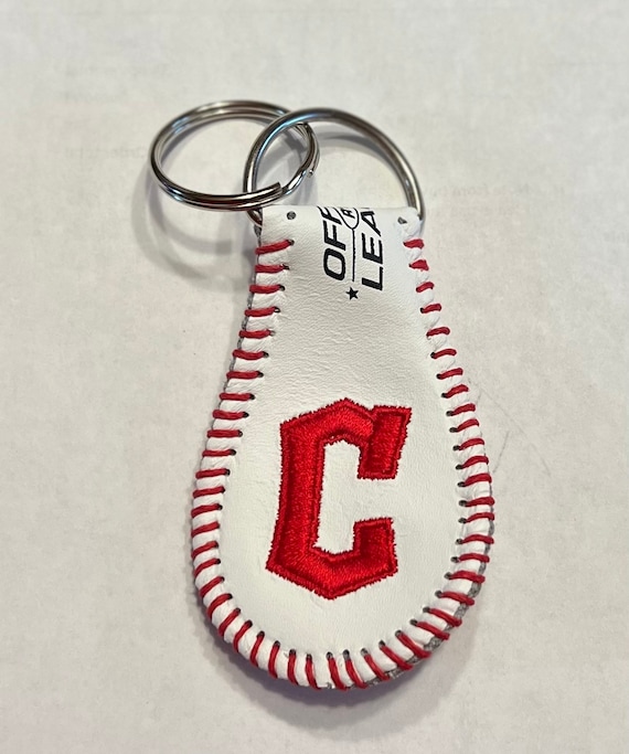 Leather baseball keychain clearance